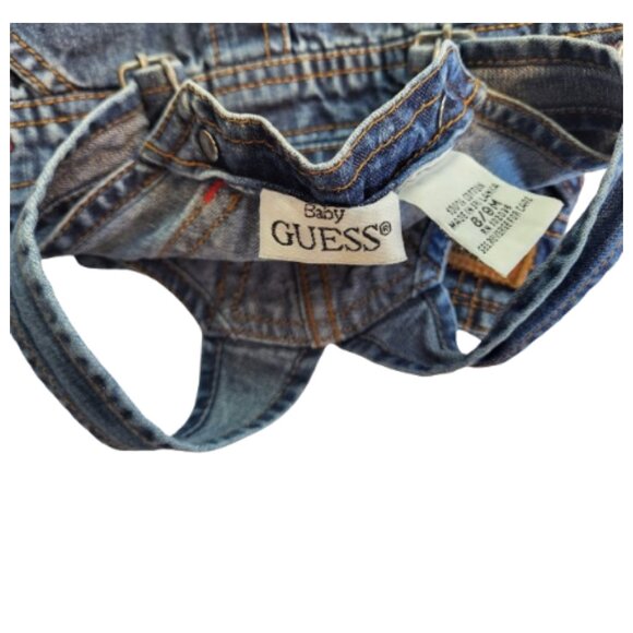 BABY GUESS Vintage 90's Denim Blue Jean Overall Shorts - Baby Boy's 6-9 Months - Picture 7 of 7